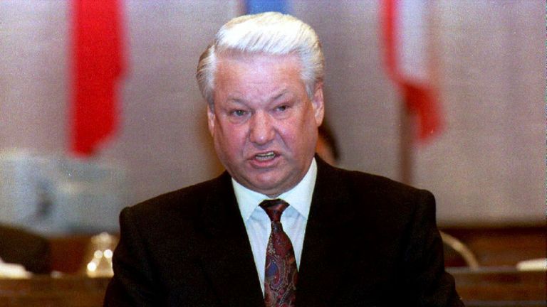 Le président russe Boris Eltsine en 1992