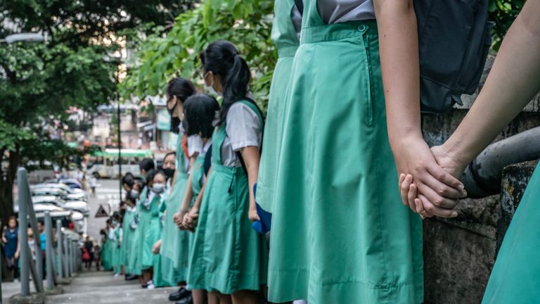Chaîne humaine à Hong Kong