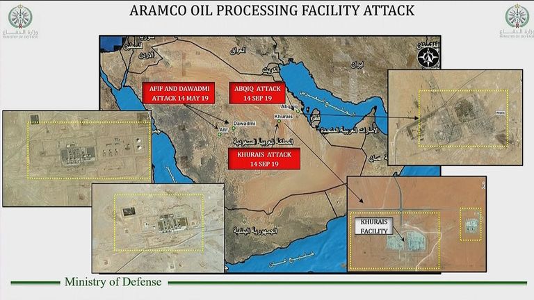 Diapositives de la présentation PowerPoint de l'Arabie saoudite sur les attaques qui auraient été organisées par l'Iran