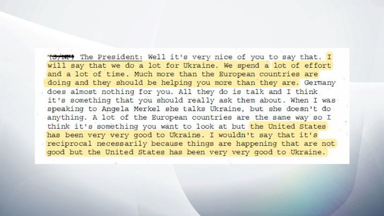 Le président Trump a déclaré à son homologue que nous faisions beaucoup pour l'Ukraine.
