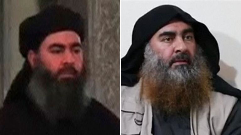 Abu Bakr al Baghdadi en 2014 et 2019