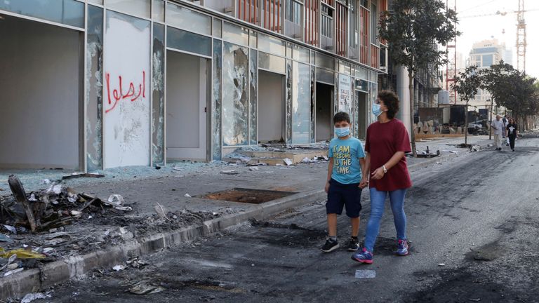 Magasins endommagés à Beyrouth