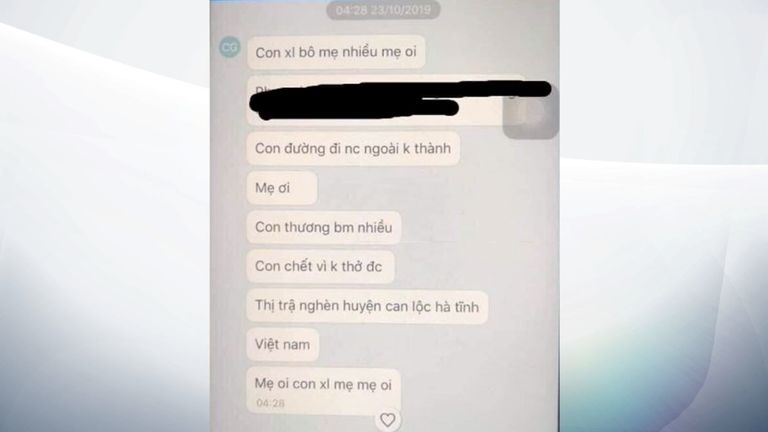 Message de victime vietnamienne apparente. Pic: Hoa Nghiem