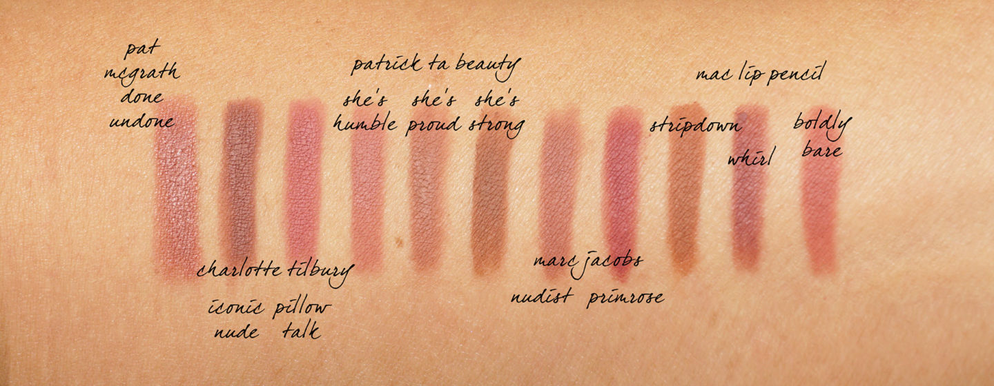 Crayons à lèvres neutres Patrick Ta, Charlotte Tilbury, MAC