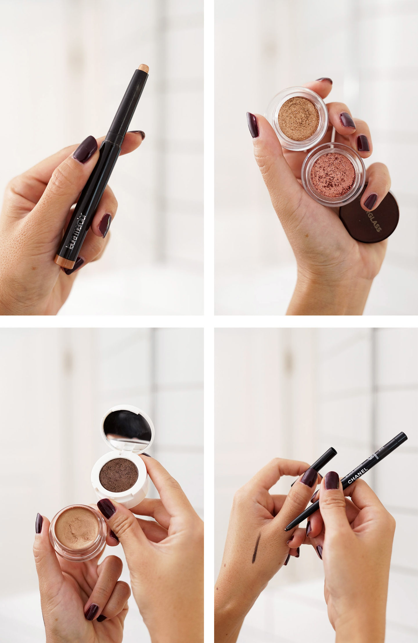 Bâton au caviar Laura Mercier, sablier dispersé, reflet Tom Ford et Chanel