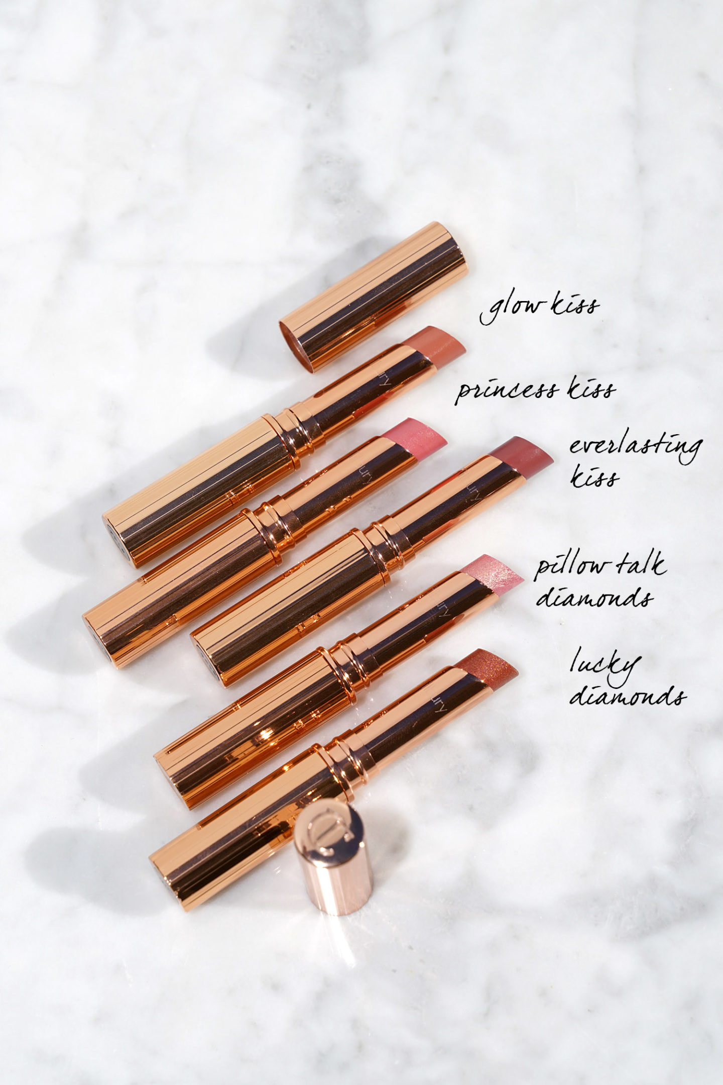 Charlotte Tilbury Superstar Lèvres Lueur Briller, Princesse, Toujours, Diamants Parler D'Oreiller et Diamants Heureux