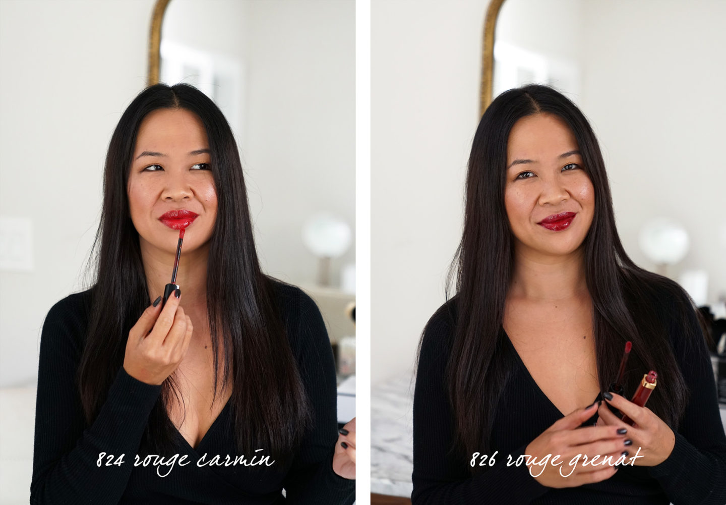 Chanel Rouge Coco Gloss Holiday 2019 Échantillons Rouge Carmin et Grenat
