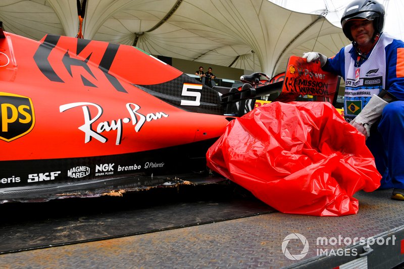 Voiture endommagée de Sebastian Vettel, Ferrari SF90