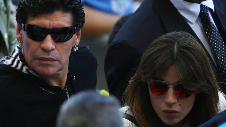 Diego Maradona et sa fille Giannina à la Coupe du monde 2014 au Brésil