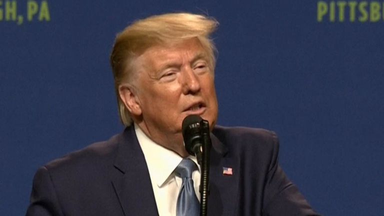 Le président américain Donald Trump s'exprimant lors d'un rassemblement