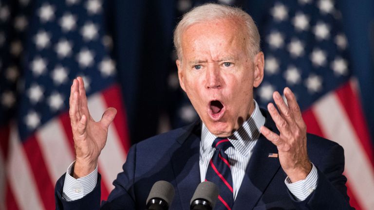 Candidat à l'élection présidentielle démocratique, l'ancien vice-président Joe Biden s'exprime lors d'un événement organisé le 9 octobre 2019 à Rochester, dans le New Hampshire.