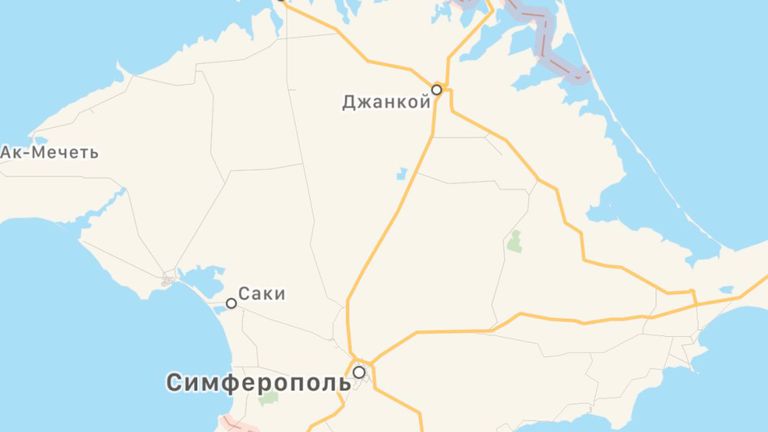 Les utilisateurs russes apparaissent désormais en Crimée en tant que territoire russe. Pic: Apple Maps