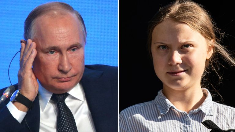 Vladimir Poutine et Greta Thunberg
