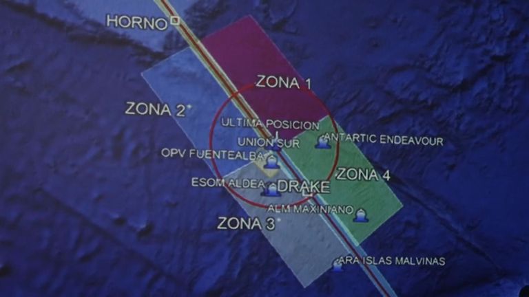 Les équipes de recherche couvrent une zone du passage Drake