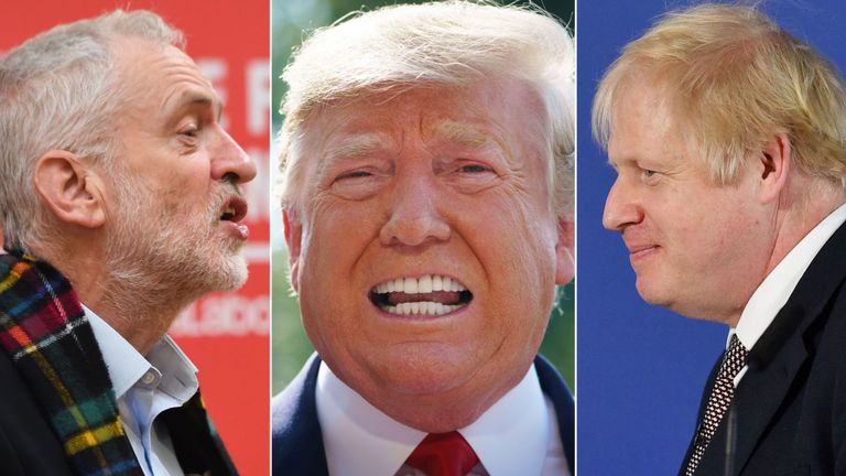 Jeremy Corbyn, Donald Trump et Boris Johnson