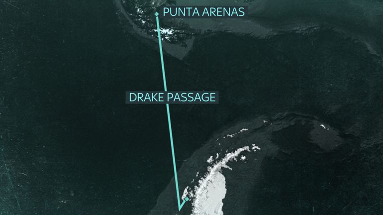 Sky News voyagera du Chili à travers le passage Drake notoirement rugueux vers l'Antarctique