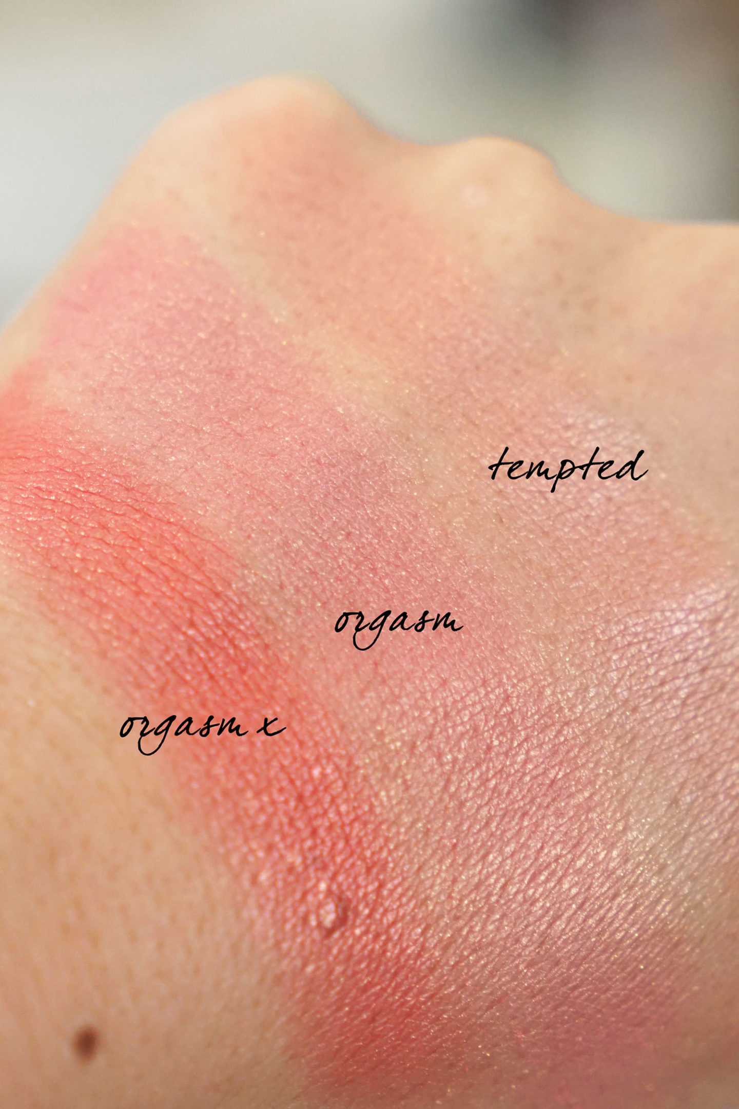 Échantillons NARS Orgasm X, Orgasm and Tempted Blush