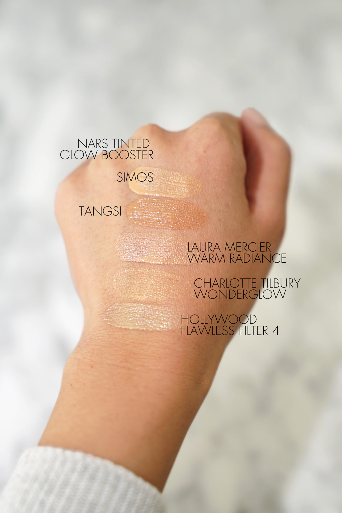 NARS Tinted Glow Booster échantillonne Simos et Tangsi