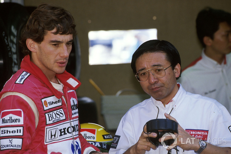 Ayrton Senna, McLaren Honda MP4 / 5B avec le gourou du moteur Honda Osamu Goto