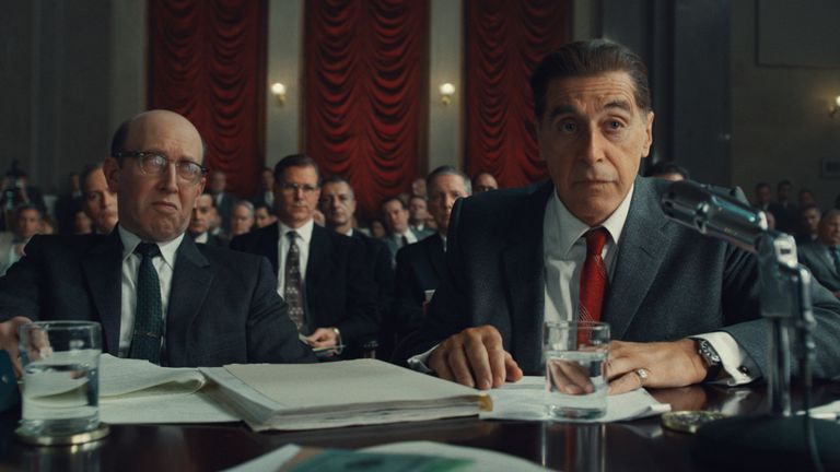 Al Pacino joue le leader syndical Jimmy Hoffa, dont le meurtre n'a jamais été officiellement résolu. Pic: Netflix