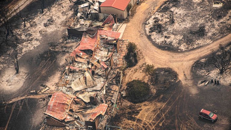 Propriété endommagée par les incendies d'East Gippsland à Sarsfield, Victoria, Australie 1 janvier 2020