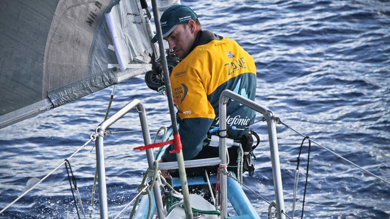 Zane Gills était un bowman pour Team Telefonica dans la Volvo Ocean Race 2011-12. Photo: Diego Fructuoso / Team Telefonica / Volvo Ocean Race