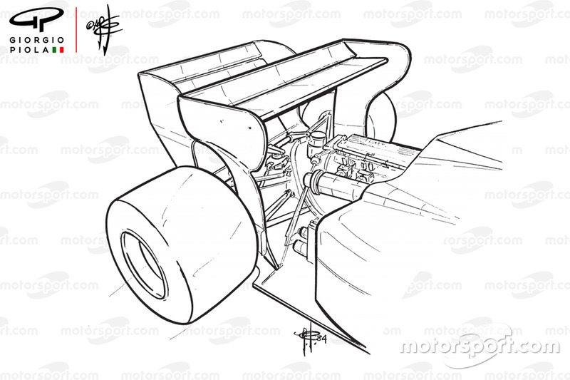 Toleman TG184 1984 détail ailes arrière