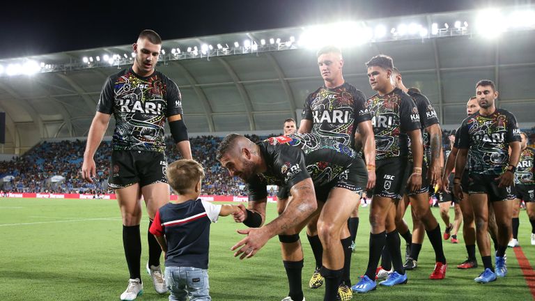 GOLD COAST, AUSTRALIE - 22 février: Quaden Bayles s'exécute sur le terrain avant le match NRL entre les Indigenous All-Stars et les New Zealand Maori Kiwis All-Stars au Cbus Super Stadium le 22 février 2020 sur la Gold Coast, Australie. (Photo de Jason McCawley / Getty Images)