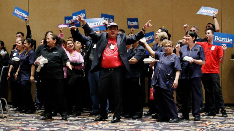 Les partisans du candidat démocrate à la présidentielle Bernie Sanders