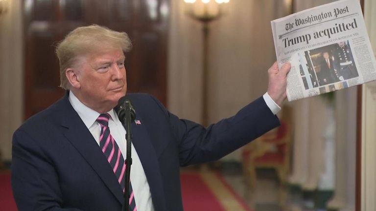 Donald Trump célèbre sa destitution aqcuittal