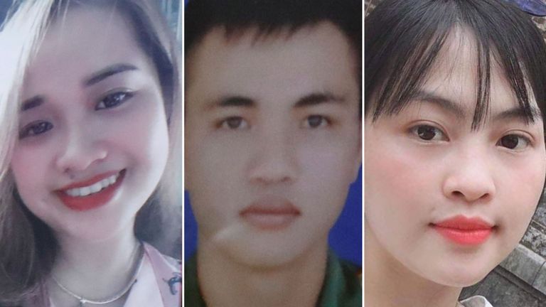 On pense qu'Anna Bui Thi Nhung (à gauche), Nguyen Dinh Tu (au centre) et Tra My, tous originaires du Vietnam, font partie de ceux qui sont dans le camion