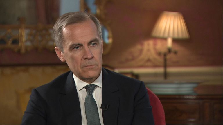 Mark Carney s'est entretenu exclusivement avec Sky News & # 39; Le rédacteur en chef d'Economie Ed Conway pour sa dernière interview en tant que gouverneur de la Banque d'Angleterre