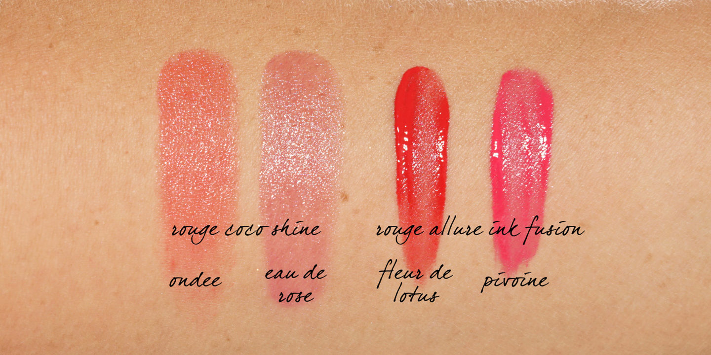 Échantillons Chanel La Fleur Et L'eau Rouge Coco Shine et Rouge Allure Ink Fusion