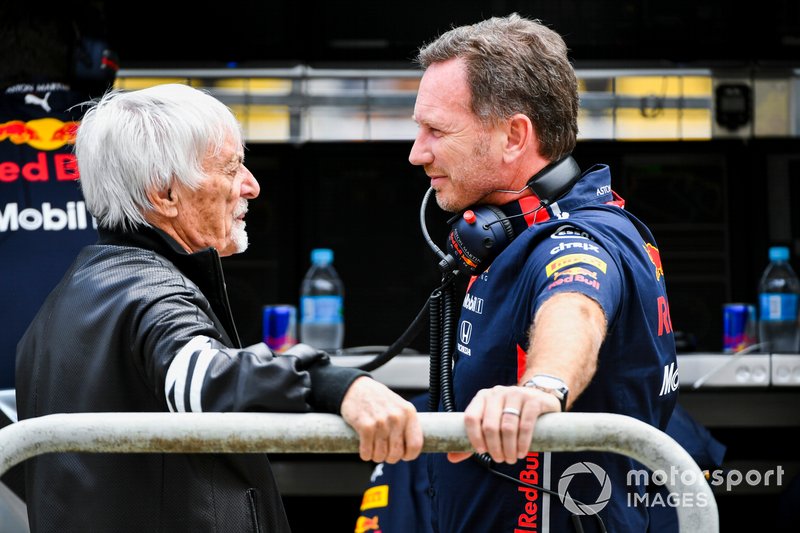 Bernie Ecclestone, président émirite de la Formule 1, et Christian Horner, directeur d'équipe, Red Bull Racing