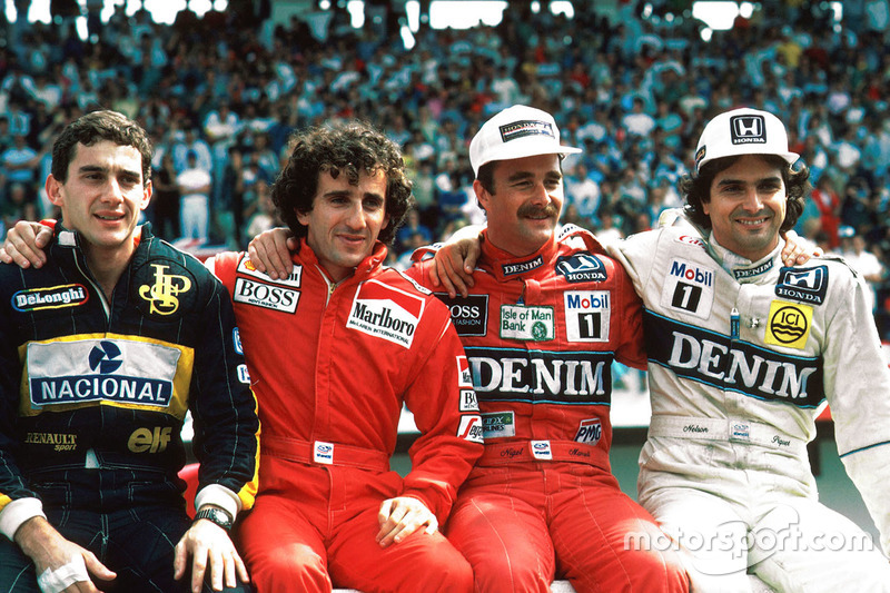 Candidats au Championnat du monde 1986, Ayrton Senna, Lotus, Alain Prost, McLaren, Nigel Mansell, Williams, Nelson PIquet, Williams
