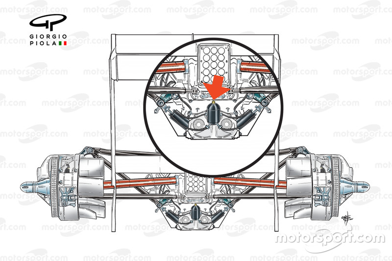 Disposition de la suspension arrière de la Mercedes W02