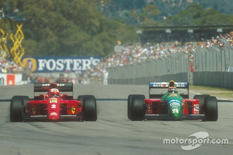 Nelson Piquet, Benetton; Nigel Mansell, Ferrari