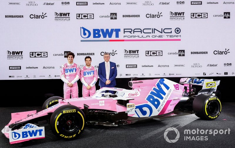Sergio Perez, Racing Point, Lance Stroll, Racing Point et Otmar Szafnauer, directeur d'équipe et PDG, Racing Point