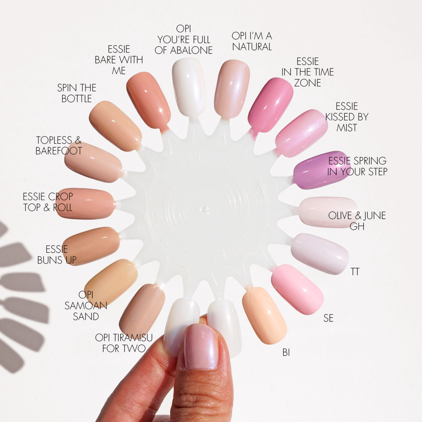 Nuancier de vernis à ongles neutres
