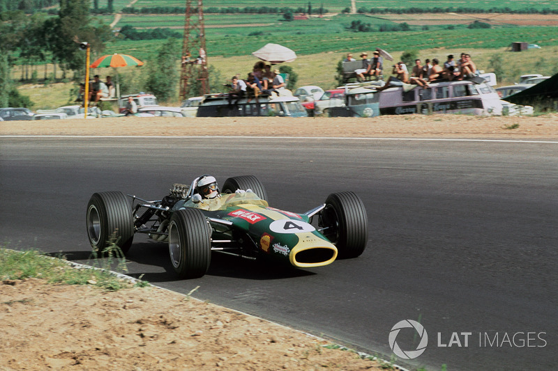 Jim Clark, Lotus 49 Ford DFV à Kyalami le jour de l'an 1968. Final Grand Prix pour le grand homme, terminé dans un style traditionnel avec pole, meilleur tour et victoire. 