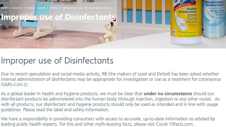 Mauvaise utilisation des désinfectants