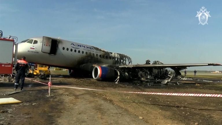 Un avion Aeroflot effectuant un atterrissage d'urgence à Moscou en mai 2019, qui a tué 41 personnes