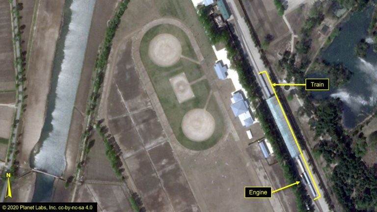Le train qui appartiendrait à Kim Jong Un a été photographié à Wonsan. Photo: Airbus Defence & Space et 38 North / Pléiades © CNES 2020, Distribution Airbus DS 