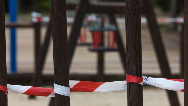 Un parc à Madrid qui a été scellé par la police