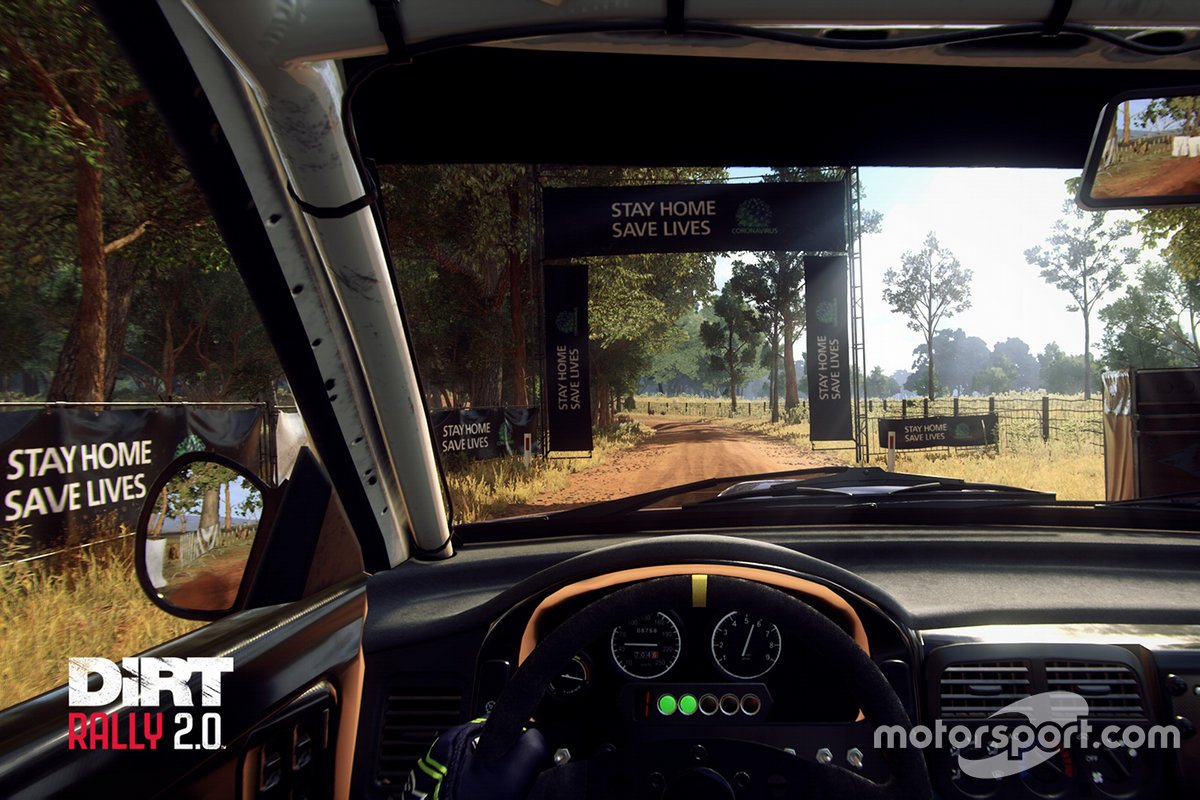 Stay Home Save Lives message dans Dirt Rally 2.0