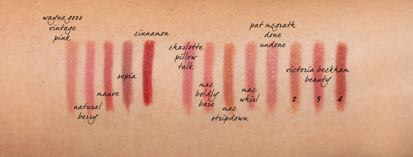 Comparaisons des échantillons de crayons à lèvres essentiels Wayne Goss