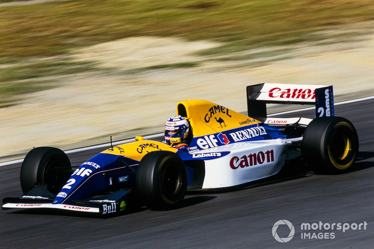 Alain Prost lors du GP du Japon 1993 dans sa Williams FW15C Renault lorsqu'il a réalisé le meilleur tour de la course.
