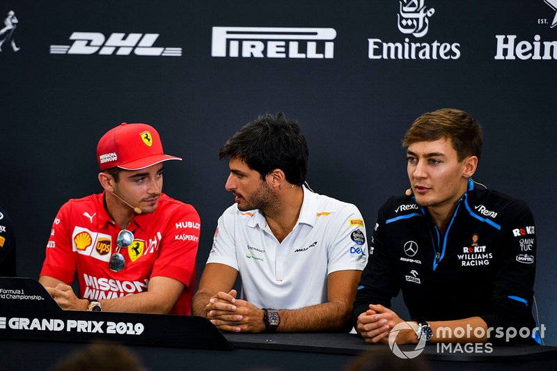 Charles Leclerc, Ferrari, Carlos Sainz Jr., McLaren et George Russell, Williams
