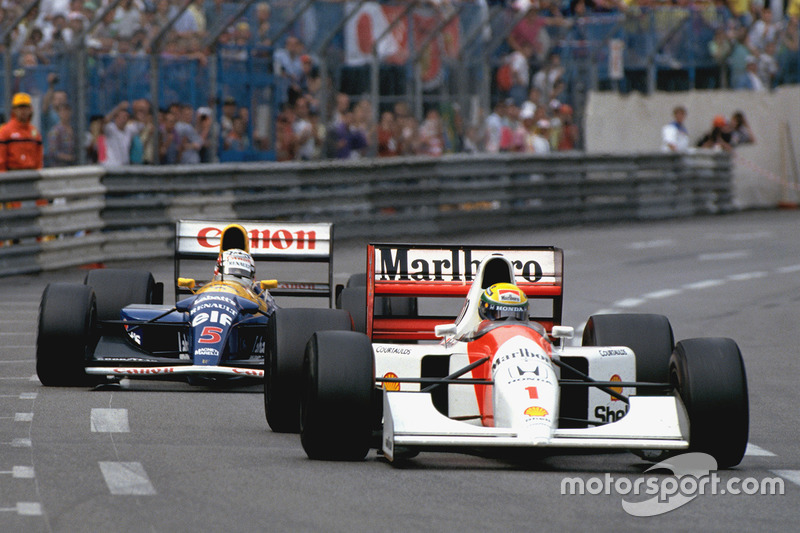 Ayrton Senna, McLaren MP4 / 7A, Nigel Mansell, Williams FW14B