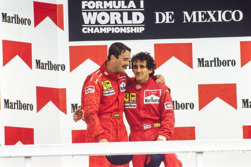 Podium: vainqueur de la course Alain Prost, Ferrari. Deuxième place Nigel Mansell, Ferrari